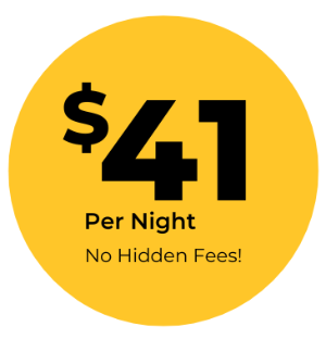 text $41 per night, no hidden fees!