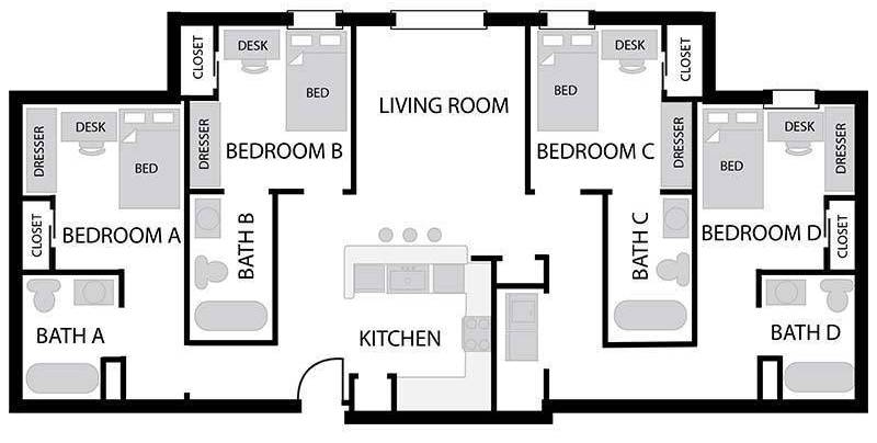 KSU intern housing room layout diagram